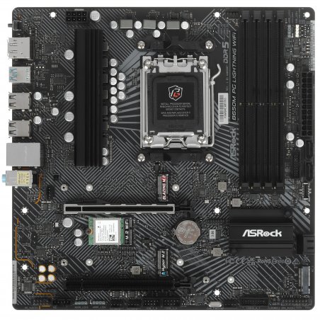 Материнская плата ASRock B650M PG Lightning, AM5, AMD B650, 4xDDR5, 4xSATA, 3xM.2, 1xPCIe 3.0 x16, 1xPCIe 4.0 x16, DisplayPort, HDMI, 1x2.5Gb LAN, USB Type-C, 3x3.5 мм, 7.1, microATX
