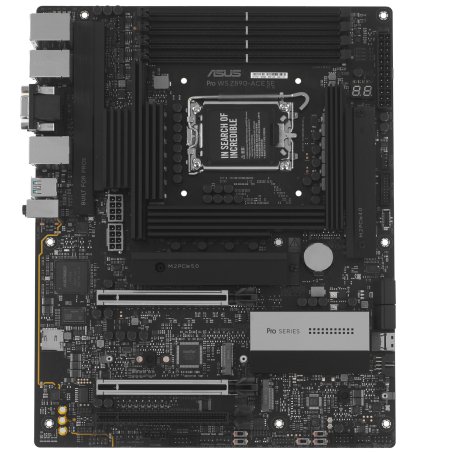 Материнская плата ASUS PRO WS Z890-ACE SE, LGA1851, Intel Z890, 4xDDR5, 4xM.2, 8xSATA, 2xPCIe 5.0 x16, 1xPCIe 4.0 x4, 1xHDMI, 1xThunderbolt 4 (USB-C), 1xVGA, 1x10Gb LAN, 1x2.5Gb LAN, 6xUSB-A 10Gbps, 1xUSB-C 20Gbps, 2x3.5 мм аудио, 7.1, ATX