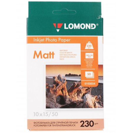 Фотобумага Lomond односторонняя матовая, 230г/м2 A6 (10X15)230г/50л. для струйной печати