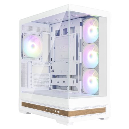 Компьютерный корпус ZALMAN P40 DS, ATX, белый, WINDOW, 9.1-inch LCD screen, 2xCombo(2.5” or 3.5”), 1x2.5”, 1xUSB TYPE-C, 2xUSB 3.0, SIDE 3x120мм ARGb, REAR 1x120мм ARGb