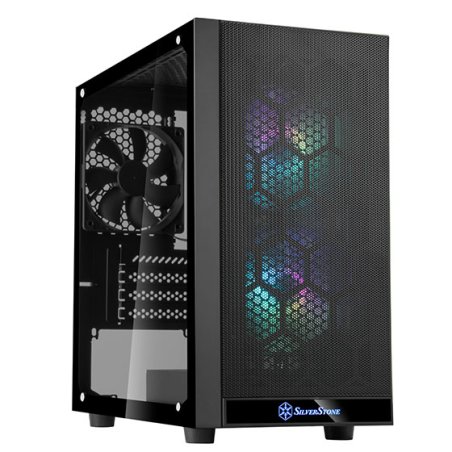 Компьютерный корпус Silverstone SST-PS15B-PRO Precision Mini Tower Micro ATX Computer Case, tempered glass, 2x 120мм ARGb, 1x ARGb Controller, black