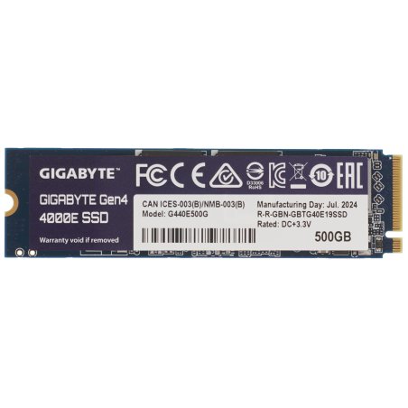 Накопитель SSD Gigabyte 4000E (G440E500G), 500Gb, PCIe 4.0 x4, M.2 2280, NVMe, R/W 3600/3000
