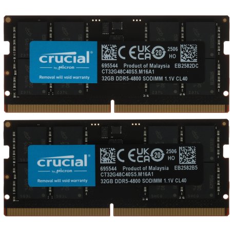 Оперативная память Crucial 32Gb 4800МГц DDR5, SO-DIMM CL40