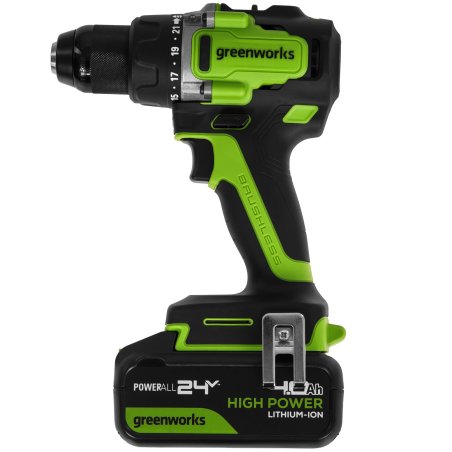 Дрель-шуруповерт аккумуляторная Greenworks GD24DD90 24V, 90 Нм, бесщеточная, 45/90Нм,2х4Ач,ЗУ,кор 3707507CUD