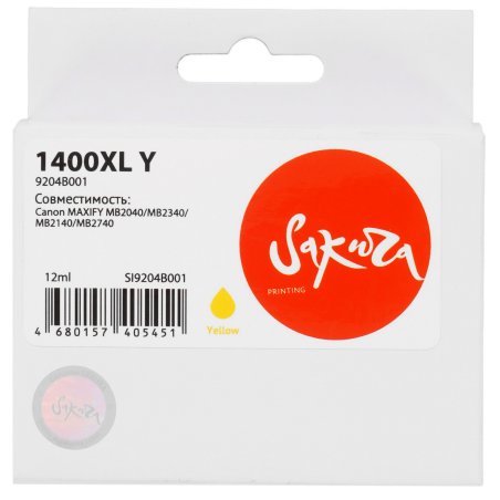 Картридж струйный Sakura 9204B001 (1400XL Y) для Canon, желтый, 12 мл., 1000 к.