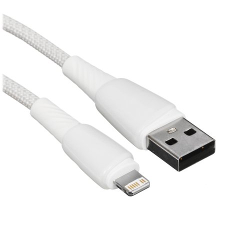 Кабель Rexant USB-A - Lightning для Apple, 2,4А, 1м, в белой нейлоновой оплетке
