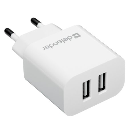Сетевой адаптер Defender 2xUSB, 2.1А, белый (UPA-22)