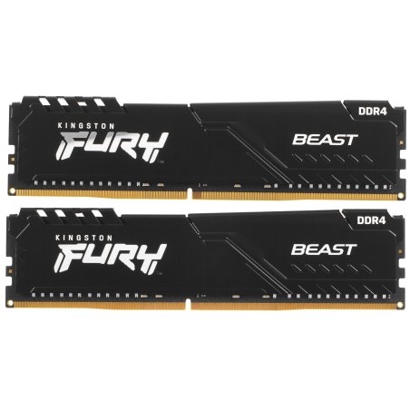 Оперативная память Kingston Fury Beast, DDR4, 32Gb (2x16Gb), 3200MHz, CL16, DIMM, с радиатором, черный
