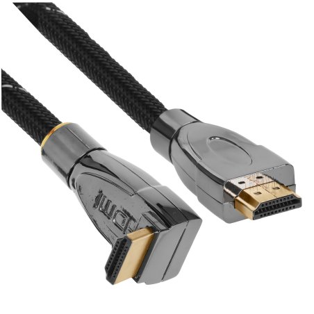 Кабель HDMI Wize WAVC-HDMIRA-10M 10 м., v.2.0b, 19M/19M, 4K/60 Hz 4:4:4, 26 AWG, HDCP 1.4, HDCP 2.2, Ethernet, позол.угловой разъем, экран, черный, пакет