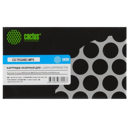 Картридж лазерный Cactus CS-TK5240C-MPS (TK-5240C) голубой (6000 стр.) для Kyocera Ecosys M5526cdn/M5526cdw/P5026cdn/P5026cdw