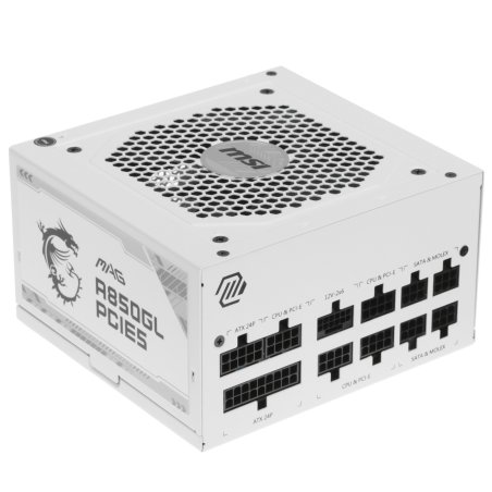 Блок питания MSI MAG A850GL PCIE5 WHITE, 850W, 80 PLUS Gold, полностью модульный, ATX 3.0, PCIE5, RTL белый