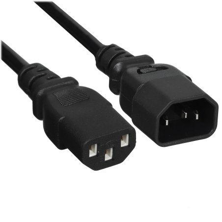 Кабель питания GoPower C14 (m)-C13 (f) 1.8м ПВХ удлинитель черный (1/10/100)