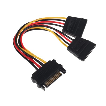 Кабель питания SATA Cablexpert CC-SATAM2F-01, 15pin (M)/2x15pin(F), на 2 SATA устр, 15 см