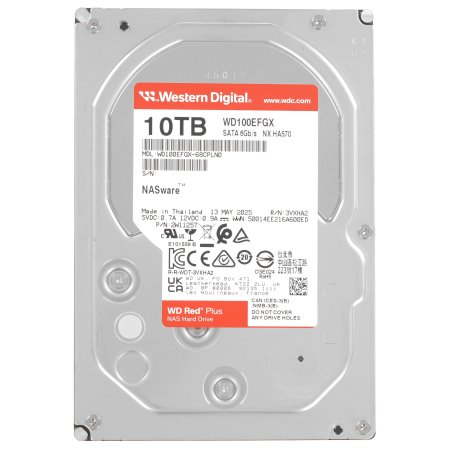 Жесткий диск Western Digital Red Plus NAS HDD 3.5" SATA 10Tb, 7200RPM, 512MB buffer, WD100EFGX, 1 year