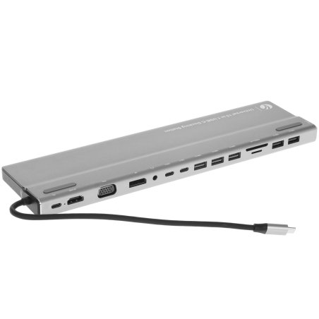 Адаптер VCOM TypeC -->3*USB3.0+2*USB2.0+VGA+RJ45+SD+TF+AUD+HDMI+DP+2*USB3.1 Data+PD