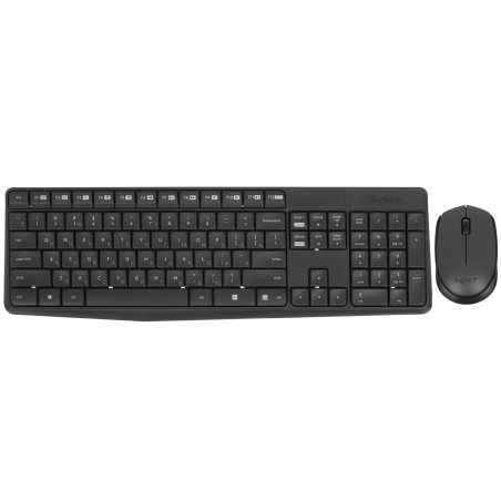 Комплект клавиатура+мышь Logitech MK235 беспроводной, USB, 1000 DPI, серый