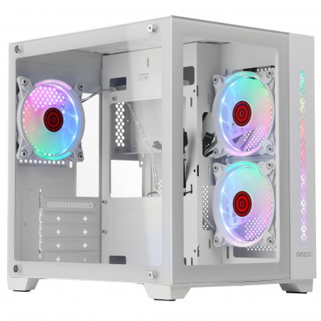 Компьютерный корпус Ginzzu V450 RGb белый CRC6 FAN12CM RGb*3