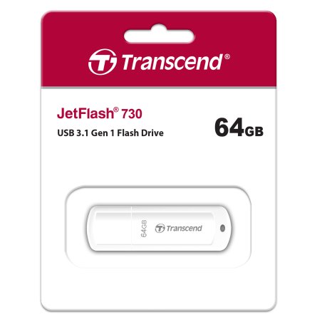 Флешка USB Transcend JetFlash 730 (TS64GJF730), 64Gb, USB 3.0, R/W 80/25, белый
