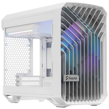 Компьютерный корпус без блока питания Fractal Design Torrent Nano RGb TG Clear Tint, Mini-Tower, 1x180мм RGb, 2xUSB-A 3.2 + 1xUSB 3.2 Type-C mITX, mDTX белый