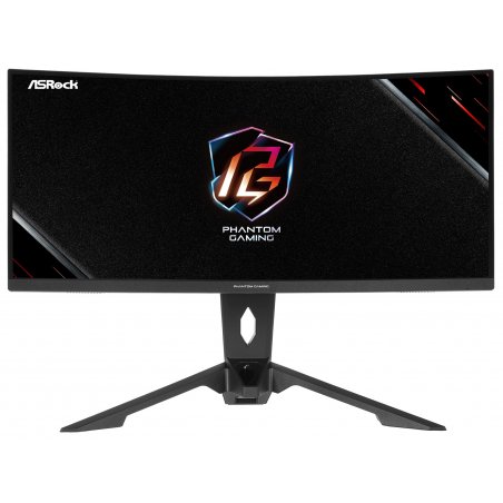 Монитор 34" ASRock Phantom Gaming PG34QRT2B VA 3440x1440, 180 Гц, 1 мс, 16:9, 500 кд/м², 2xHDMI, 2xDP, изогнутый 1500R, черный