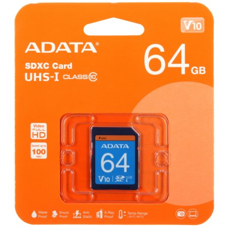 Флеш карта SD ADATA XC 64Gb Class10 ADATA ASDX64GUICL10-R