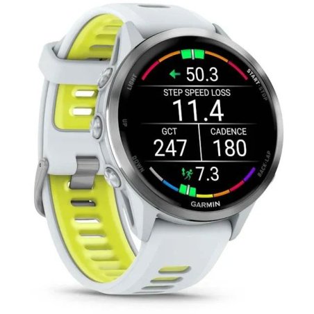 Смарт-часы Garmin Forerunner 970 белый, титановый безель, бело-желтый ремешок 47мм