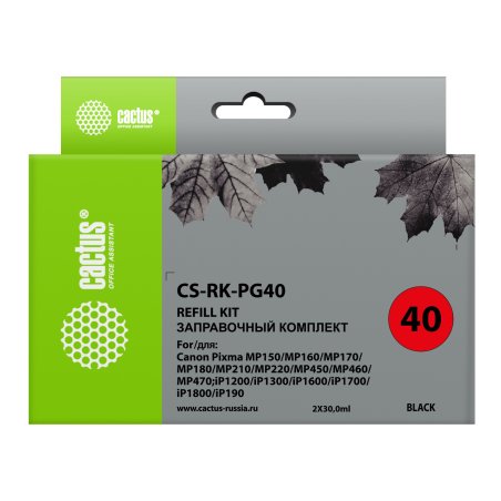 Чернила Cactus CS-RK-PG40 черный (2x30мл) Canon MP150/MP160/MP170/MP180/MP210/MP220