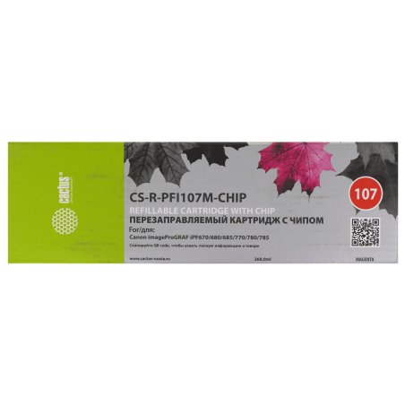 Картридж перезаправляемый струйный Cactus CS-R-PFI107M-CHIP пурпурный для Canon imageProGRAF iPF670/680/685/770/780/785