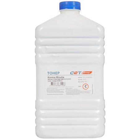 Тонер CET CE28-C (CET111053C500) голубой (бутылка 500гр.) для Konica Minolta Bizhub C258/308/368/227i/257i