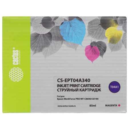 Картридж струйный Cactus CS-EPT04A340 пурпурный (85мл) для Epson WorkForce Pro WF-C8190, WF-C8690