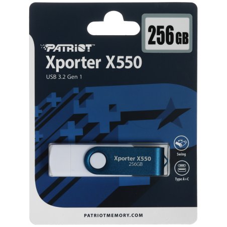 Флешка USB Patriot 256Gb Xporter X550 USB 3.2 Gen 1 Swing Type-A+C PS256GX550AAD черный