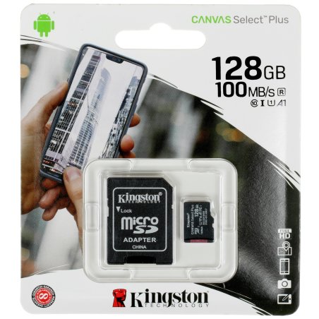 Флеш карта microSDHC 128Gb microSDXC Kingston <SDCS2/128Gb> Class10 UHS-I Canvas Select up to 100Mb/s с адапт.