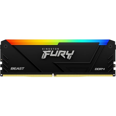 Оперативная память Kingston Fury Beast, DDR4, 16Gb (1x16Gb), 3200MHz, CL16, DIMM, радиатор, RGb, черный