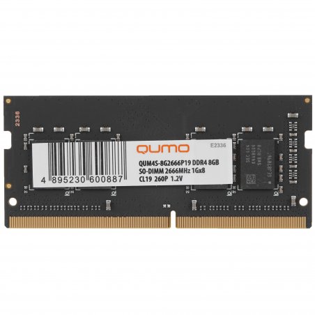 Оперативная память Qumo, DDR4, 8GB (1x8GB), 2666MHz, CL19, SO-DIMM