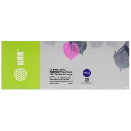 Картридж струйный Cactus CS-EPT636600 (T6366) светло-пурпурный (700 мл) для Epson Stylus PRO 7700/7890/7900/9700