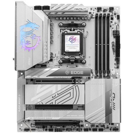 Материнская плата MSI MPG X870E EDGE TI WIFI, AM5, AMD X870E, 4xDDR5, 4xSATA, 4xM.2, 1xPCIe 5.0 x16, 1xPCIe 4.0 x4, 1xPCIe 3.0 x1, 1xHDMI (v2.1), 1xUSB-C 10Gbps, 1x5Gb LAN, Wi-Fi 7, Bluetooth 5.4, 2xUSB-C 40Gbps, 5xUSB-A 10Gbps, 4xUSB-A 2.0, 2x3.5 мм, S/P