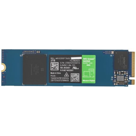 Накопитель SSD WD Green SN350 WDS200T3G0C, 2000Gb, PCIe 3.0 x4, M.2 2280, NVMe, R/W 3200/3000