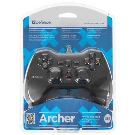 Геймпад Defender Omega USB, Проводной геймпад, 12 кнопок, 2 стика