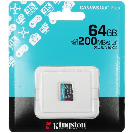 Флеш карта microSDXC 64Gb Kingston SDCG4/64GbSP Canvas Go! Plus V30 A2 w/o adapter