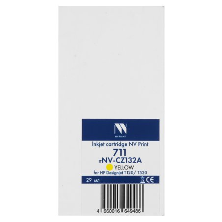 Картридж струйный NVPrint 711 (NV-CZ132A) Yellow для HP Designjet T120/T520 (27 мл) совместимый