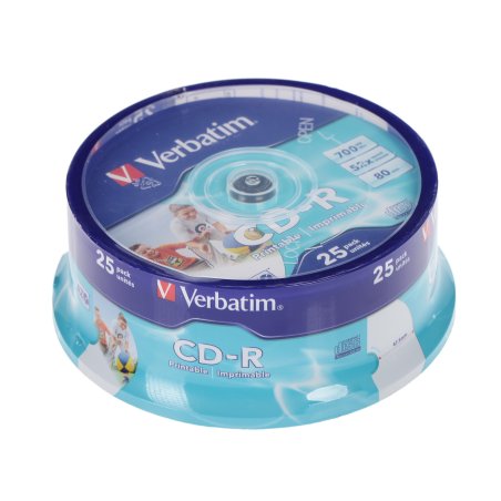 Диск CD-R Verbatim 700Mb 52x Cake Box (25шт) Printable (43439)