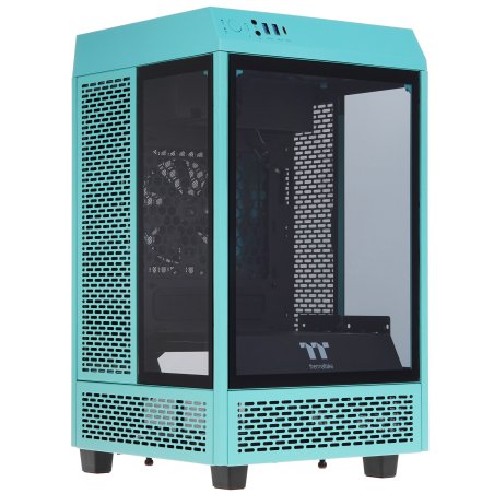Компьютерный корпус Thermaltake The Tower 100 Turquoise черный без БП miniITX 1x120мм 3x140мм 2xUSB 3.0 audio bott PSU