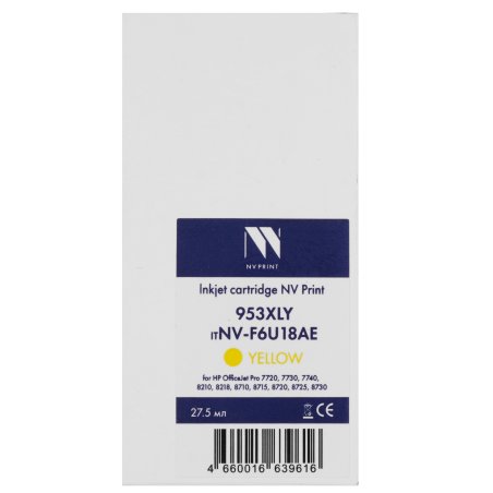 Картридж струйный NVPrint 953XLY (NV-F6U18AE) Yellow для HP OfficeJet Pro 7720, 7730, 7740, 8210, 8218, 8710, 8715, 8720, 8725, 8730 (1600 стр)