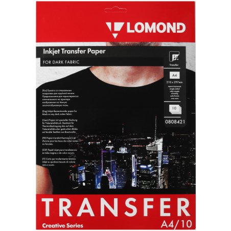 Термотрансфер Lomond 0808421 A4/140г/м2/10л./белый для темных тканей