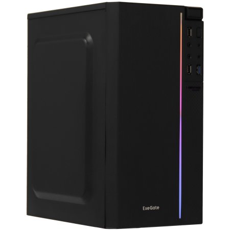 Компьютерный корпус Minitower ExeGate mEVO-9302-RGb (mATX, без БП, 2*USB+1*USB 3.0, HD аудио, черный с RGb подсветкой)