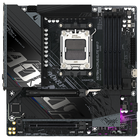 Материнская плата Gigabyte X870 AORUS ELITE WIFI7 ICE, AM5, AMD X870, 4xDDR5, 4xSATA, 4xM.2, 1xPCI-E 5.0 x16, 1xPCI-E 4.0 x4, 1xPCI-E 3.0 x2, 1xHDMI, 1x 2.5Gb LAN, 2xUSB-C 4.0, 2xUSB 3.2 Gen 2, 4xUSB 3.2 Gen 1, 4xUSB 2.0, 2x3.5 мм, 7.1, ATX