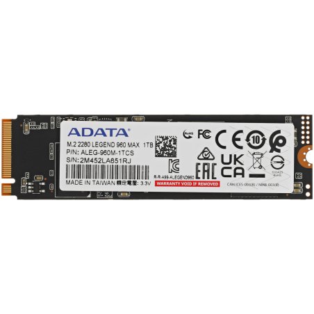 Накопитель SSD ADATA LEGEND 960 MAX, 1Tb, PCIe 4.0 x4, M.2 2280, NVMe, R/W 7400/6000, с радиатором