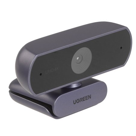 Веб-камера UGREEN CM717 2560x1440, 30 кадр/с, USB, микрофон (2 шт, шумоподавление), автофокус, универсальное крепление, серый