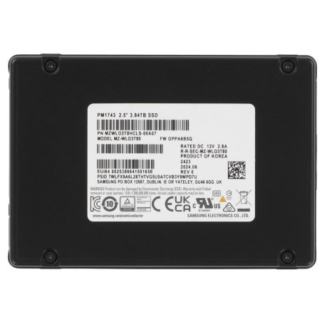Накопитель SSD Samsung PM1743, 3.84Tb, U.3, 2.5", NVMe, R/W 14000/6000