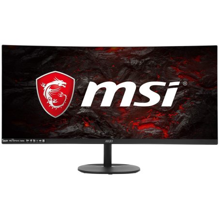Монитор 34" MSI PRO MP341CQ VA 3440x1440, 100 Гц, 1 мс, 21:9, 300 кд/м², 2xHDMI 2.0b, DP 1.2a, 3.5 Jack, динамики (2x2 Вт), изогнутый экран (1500R), FreeSync, черный